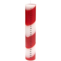 Adventskalender Kerze,1-24,Rot/Weiß