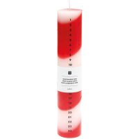 Adventskalender Kerze,1-24,Rot/Weiß