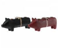 Adventsschwein, schwarz, 4 Kerzen