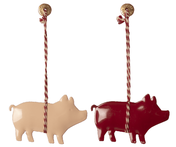 Metal ornament, Pig red
