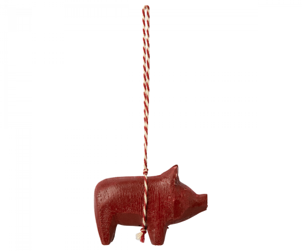 Wood ornament, Pig red