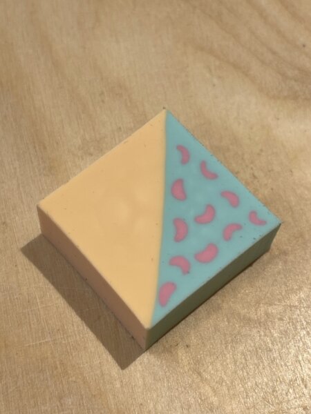 Radiergummi Quadrt peach/blau